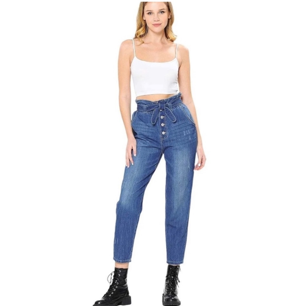 Wax Jean High Rise Paperbag Mom denim Jeans